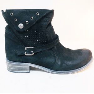 Lulupa Black Burnished Suede Ankle Boots Italy